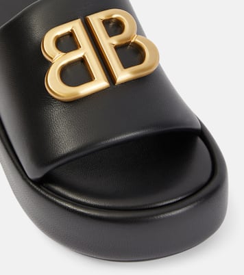 Rise BB leather platform slides | Balenciaga