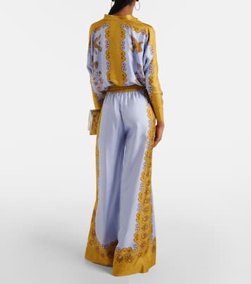 Printed silk twill palazzo pants | La DoubleJ
