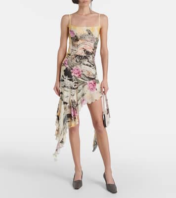 Asymmetric printed crêpe minidress | Acne Studios
