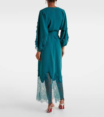 Vestido midi drapeado con encaje | Costarellos