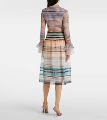 Jupe midi rayée en tulle | Susan Fang