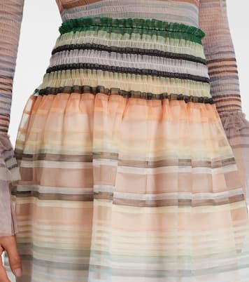 Jupe midi rayée en tulle | Susan Fang