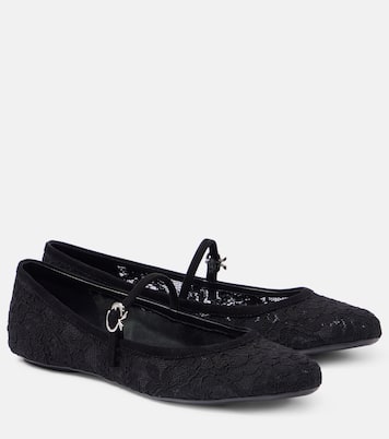 MJ leather-trimmed lace ballet flats | Gianvito Rossi