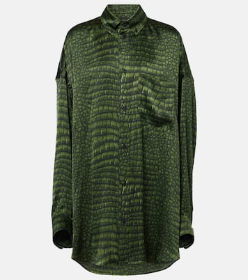 Camicia oversize Cocoon in raso con stampa | Balenciaga