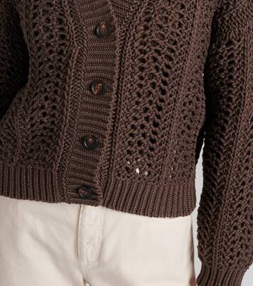 Cardigan in maglia traforata di cotone | Brunello Cucinelli