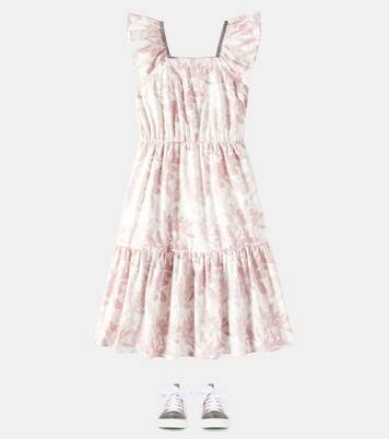 Sneakers in canvas con finiture in pelle | Brunello Cucinelli Kids