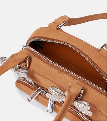 Borsa a spalla in suede con cristalli | Self-Portrait