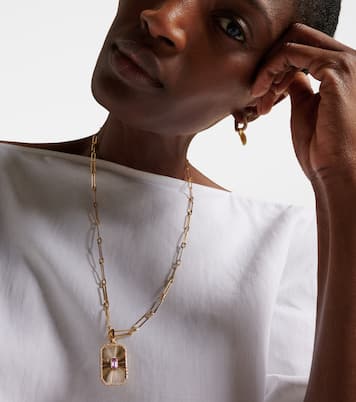 Radiant Deco 18kt 골드 사파이어 다이아몬드 펜던트 네크리스  | Shay Jewelry