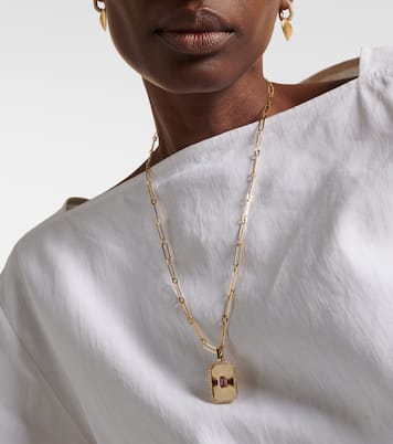 Radiant Deco 18kt 골드 사파이어 다이아몬드 펜던트 네크리스  | Shay Jewelry