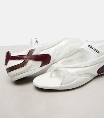 Gymnasium leather-trimmed thong sandals | Miu Miu