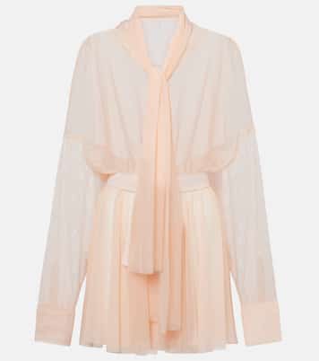 Abito corto in chiffon con fiocco | Norma Kamali