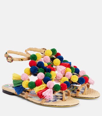 Sandales en raphia à ornements  | Dolce&Gabbana