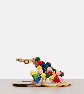 Sandales en raphia à ornements  | Dolce&Gabbana