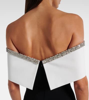 Abito lungo in crêpe di raso con scollo bardot | Roland Mouret