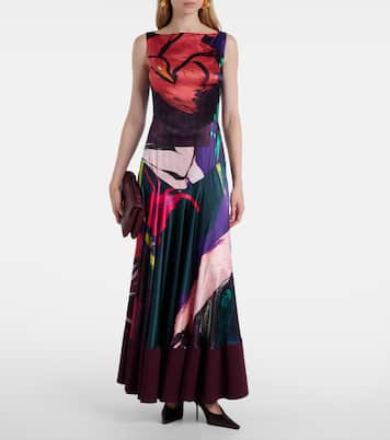 Vestido de fiesta Munir de satén de seda estampado | Roksanda