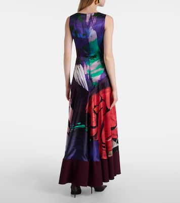 Vestido de fiesta Munir de satén de seda estampado | Roksanda