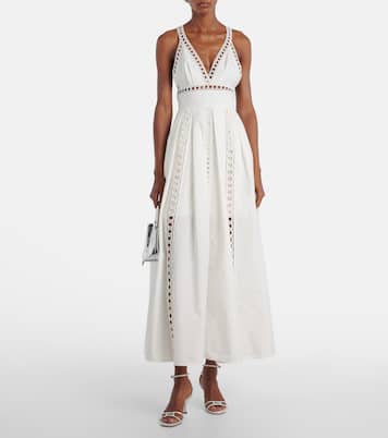 Robe midi brodée en coton mélangé | Elie Saab