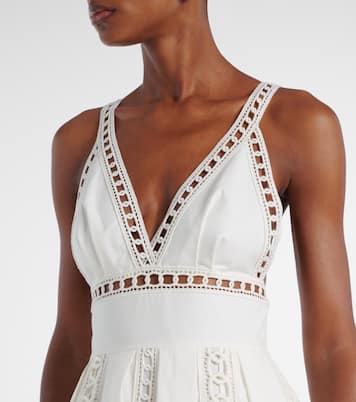 Robe midi brodée en coton mélangé | Elie Saab
