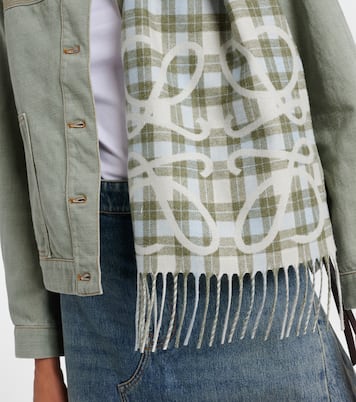 Anagram checked silk and cashmere scarf | Loewe