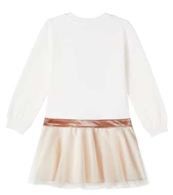 Embellished printed cotton-blend tulle dress | Monnalisa