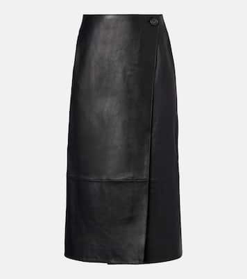 Leather midi skirt | Yves Salomon