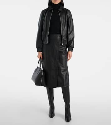 Leather midi skirt | Yves Salomon