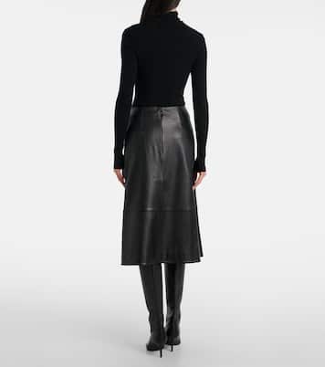 Leather midi skirt | Yves Salomon