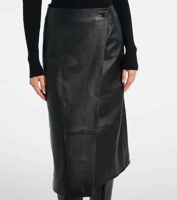 Leather midi skirt | Yves Salomon