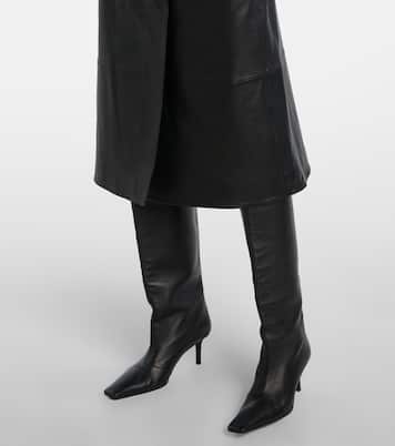 Leather midi skirt | Yves Salomon