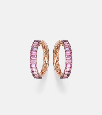 18kt rose gold hoop earrings with sapphires and amethysts | Shay Jewelry