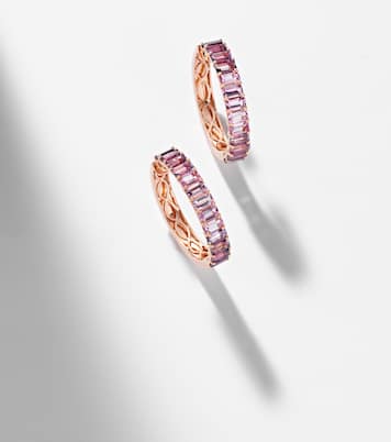 18kt rose gold hoop earrings with sapphires and amethysts | Shay Jewelry