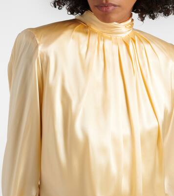 Draped silk-blend satin top | Mugler