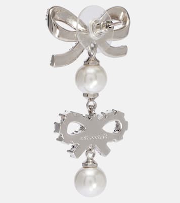 Bow-detail embellished faux pearl earrings | Self-Portrait