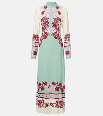 Vestido largo Halle de satén floral | La DoubleJ