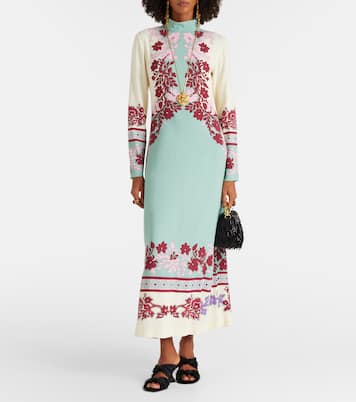 Vestido largo Halle de satén floral | La DoubleJ