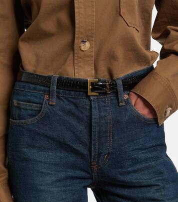 Cassandre croc-effect leather belt | Saint Laurent