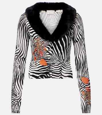 Cardigan imprimé en maille côtelée | Blumarine