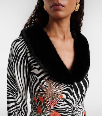 Cardigan imprimé en maille côtelée | Blumarine