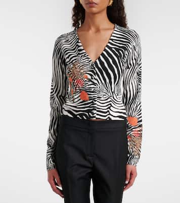 Cardigan imprimé en maille côtelée | Blumarine
