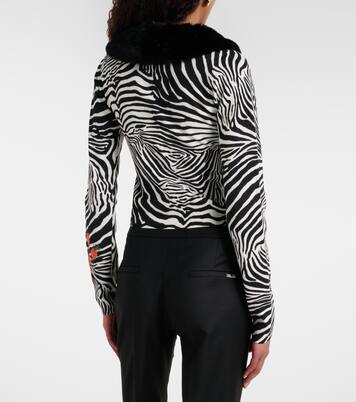 Cardigan imprimé en maille côtelée | Blumarine