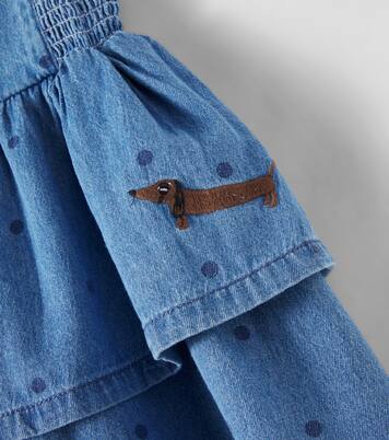 Polka-dot embroidered denim dress | Mini Rodini