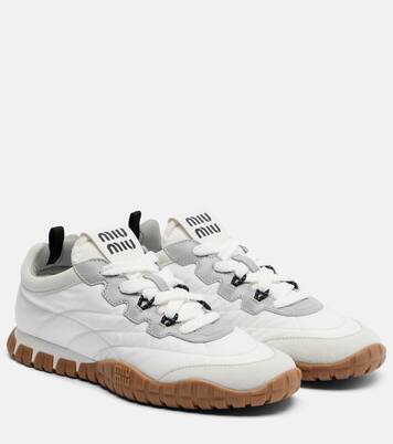 Tyre suede-trimmed sneakers | Miu Miu