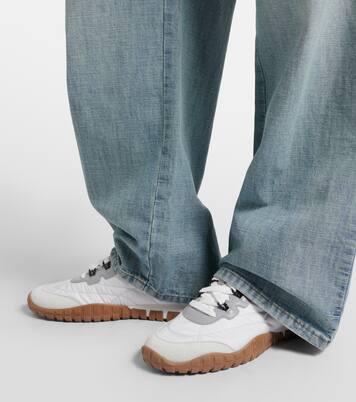 Tyre suede-trimmed sneakers | Miu Miu