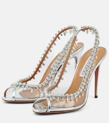 Sandali Temptation 105 in pelle, PVC e cristalli | Aquazzura