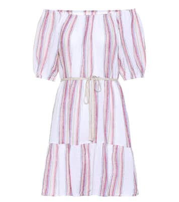 Robe Cinthia à encolure bardot en lin mélangé | Velvet