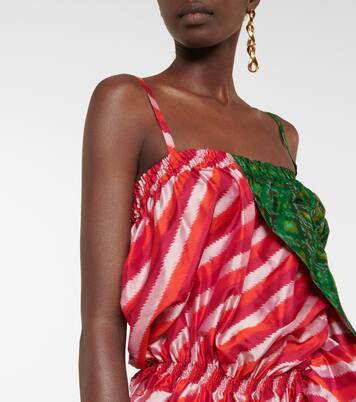 Abito midi patchwork in seta ikat | Dries Van Noten