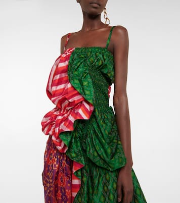 Abito midi patchwork in seta ikat | Dries Van Noten