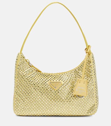 Borsa a spalla Re-Edition Mini con cristalli | Prada