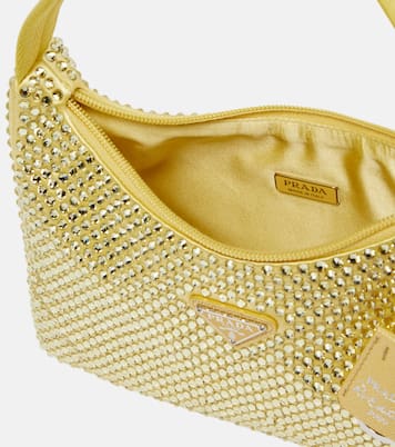 Borsa a spalla Re-Edition Mini con cristalli | Prada