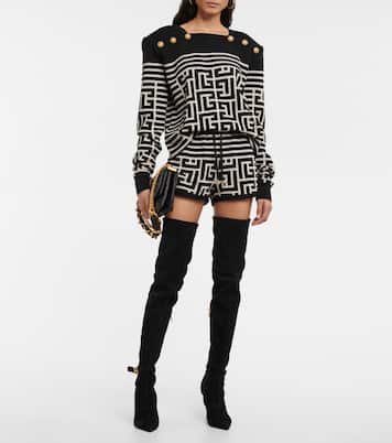 Shorts Monogram in misto lana e lino | Balmain